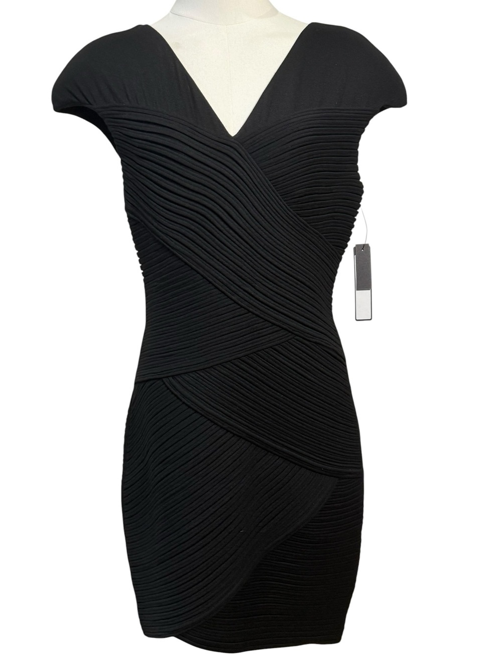 NWT - Robert Rodriguez Ribbed Bandage Bodycon Dress Black Size 10 - Picture 2 of 11